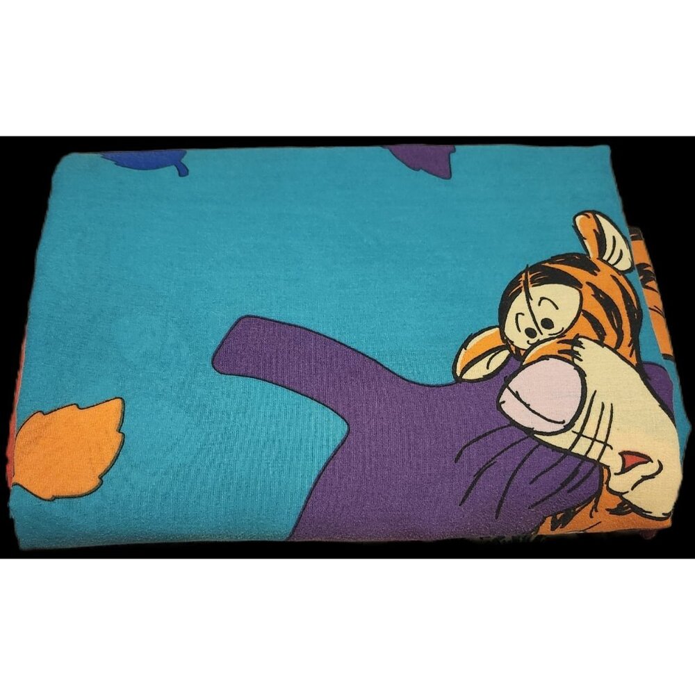 Winnie the Pooh & Tigger Flat Bed Sheet Windy Day Twin Vintage 90s Disney 39x75 - Picture 6 of 6